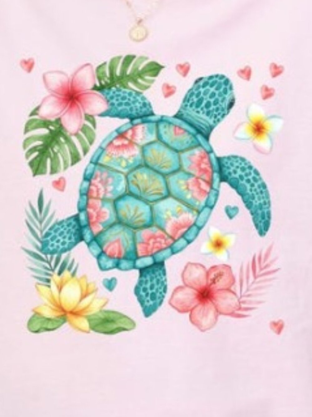 Floral Sea Turtle T-Shirt, Summer Unisex Shirt, Beach Shirt - Picture 2 of 3